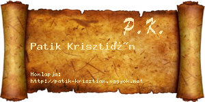 Patik Krisztián névjegykártya